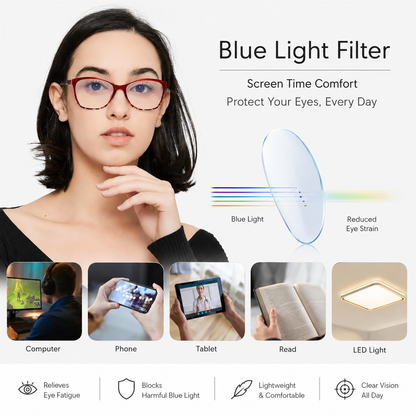 EYEURL Reading Glasses for Women,4-Pack Ultra-Light Slim Frames Blue Light Glasses,Spring Hinge Fashion Pattern Print Blue Light Readers for Women(Multicolor, 1.0x)