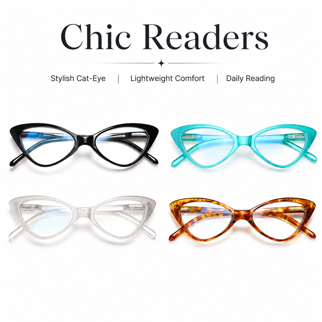 4-Pack Cat-Eye Blue-Light Readers for Women – Black & Blue - product photo 1