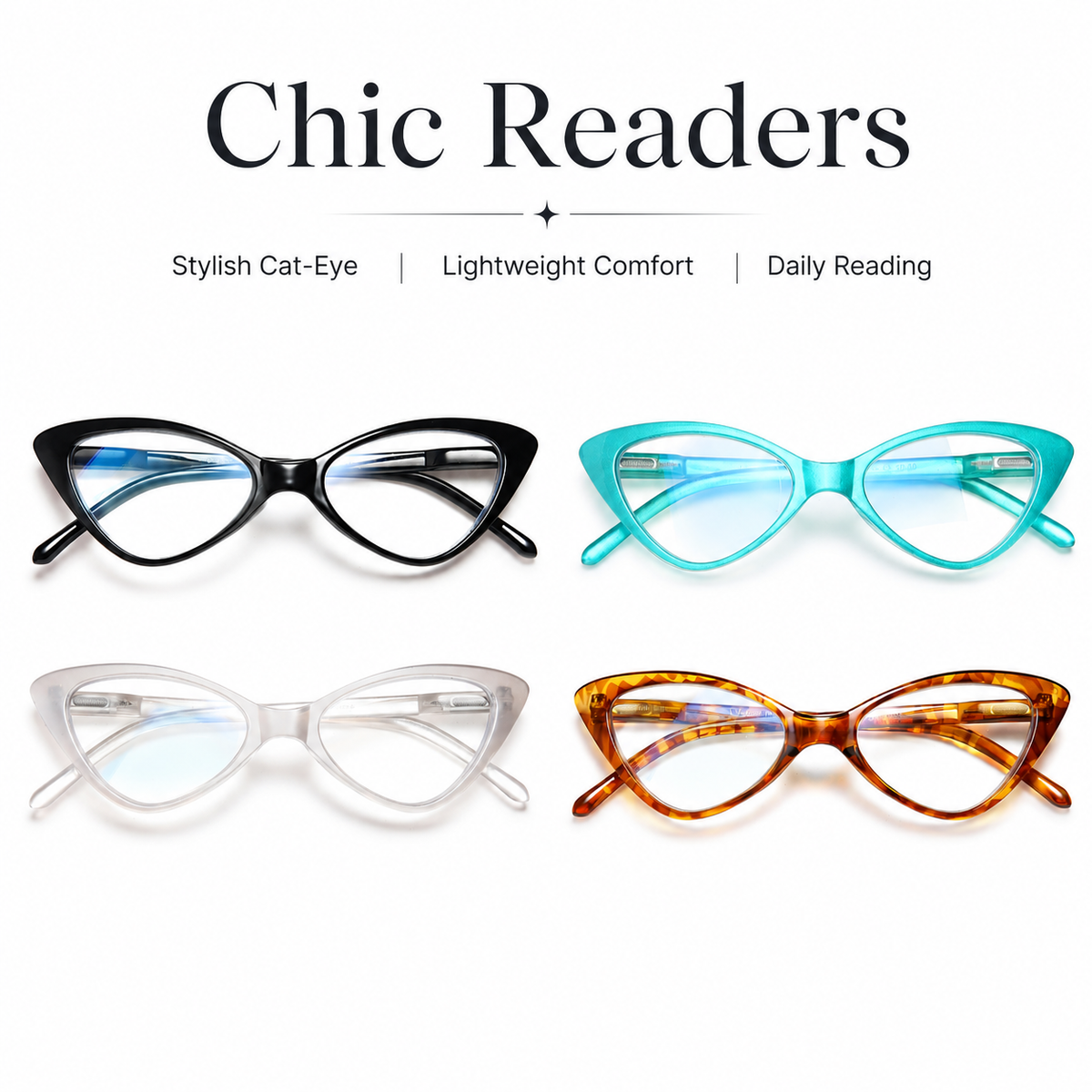 4-Pack Cat-Eye Blue-Light Readers for Women – Black & Blue - product photo 1