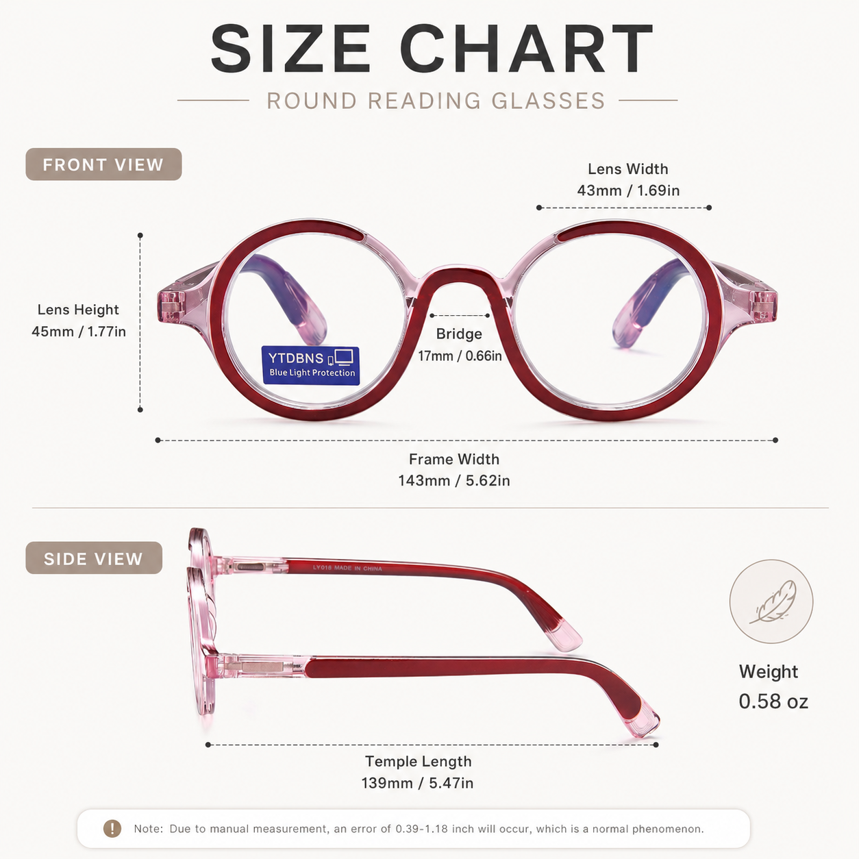 Retro Round Reading Glasses for Men and Women – Blue Light Blocking Computer Readers with Spring Hinges, Anti Eye Strain Stylish Color Frame Design Secondary image