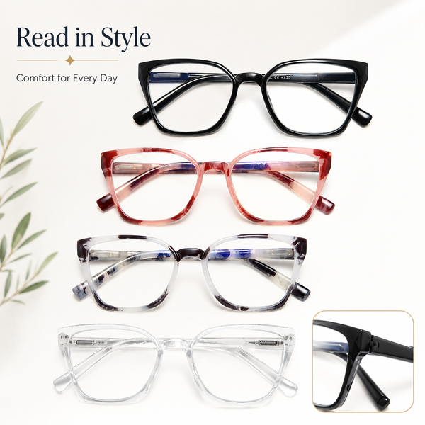 EYEURL 4-Pack Cat Eye Reading Glasses for Women – Fashion Blue Light Blocking Readers, Comfortable Ladies Computer Eyeglasses for Everyday Use