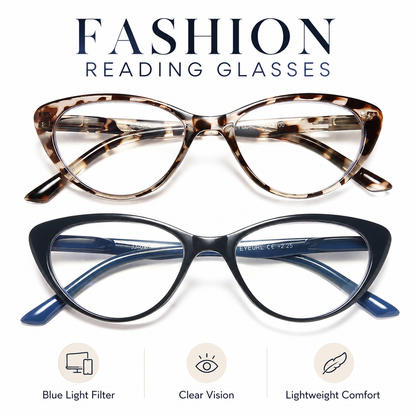 EYEURL Blue Light Blocking Cat Eye Reading Glasses for Women – 4 Pack Computer Readers, Anti-Glare Stylish Eyewear with Clear Vision