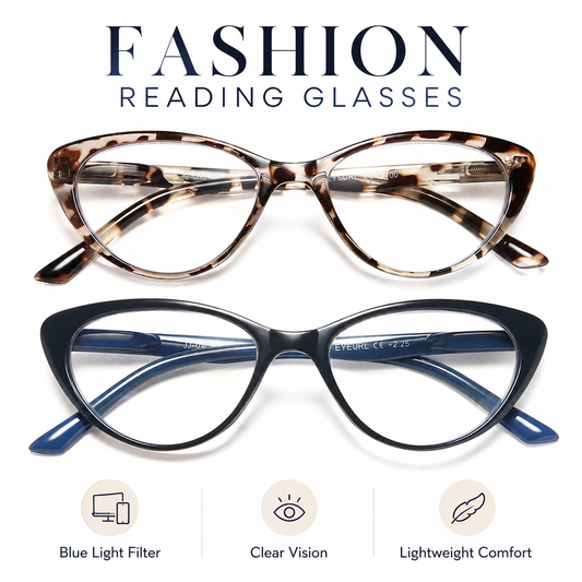 EYEURL Blue Light Blocking Cat Eye Reading Glasses for Women – 4 Pack Computer Readers, Anti-Glare Stylish Eyewear with Clear Vision