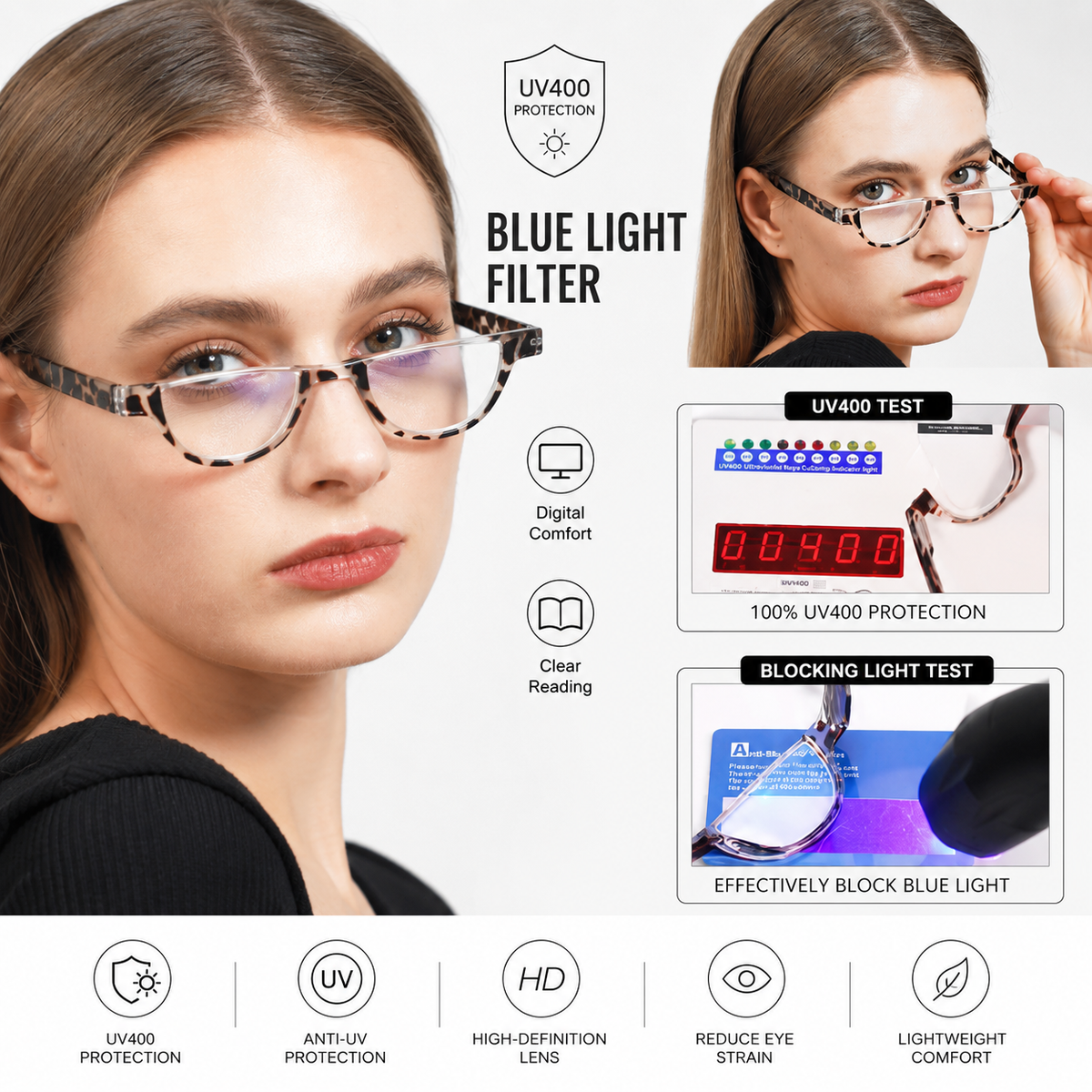 4-Pack Fashion Semi-Rimless Blue-Light Readers for Women - product photo 7