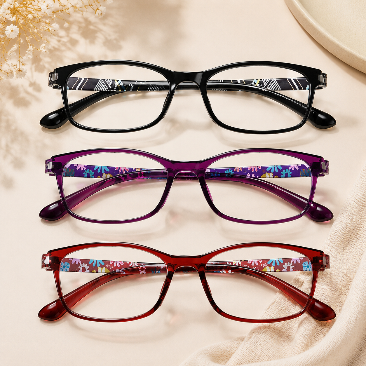 EYEURL Reading Glasses for Women-Blue Light Blocking For Women-3 Pack Computer Readers 0.0 Spring Hinge Anti UV Ray/Eye Strain/Glare Eyeglasses