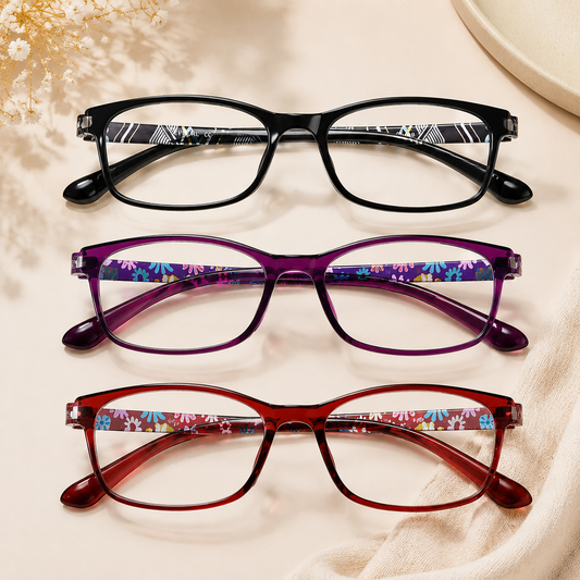 EYEURL Reading Glasses for Women-Blue Light Blocking For Women-3 Pack Computer Readers 0.0 Spring Hinge Anti UV Ray/Eye Strain/Glare Eyeglasses
