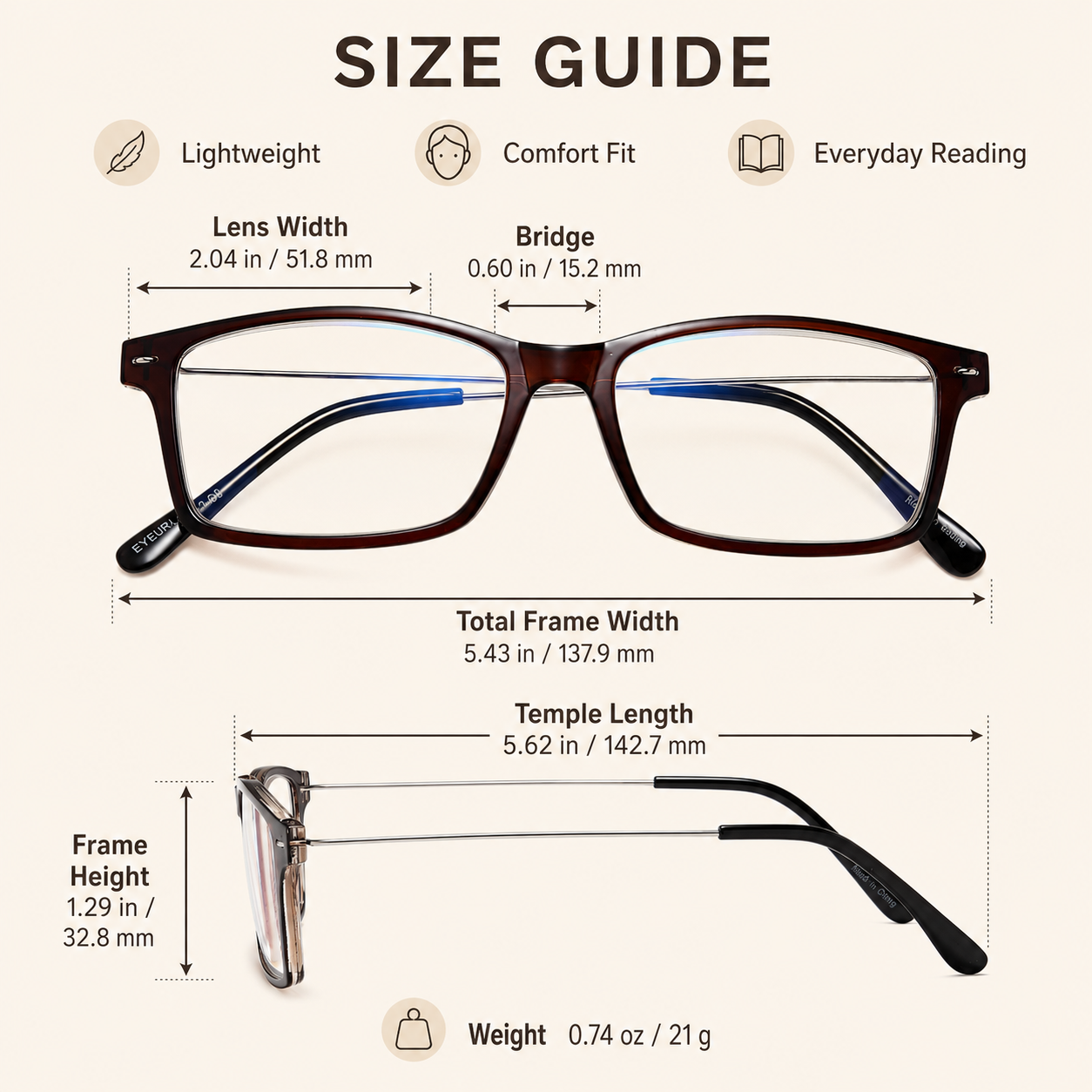 EYEURL Blue Light Blocking Reading Glasses Set of 2 Computer Readers Men and Women Lightweight Trendy Frame Choose Your Magnification +1.5