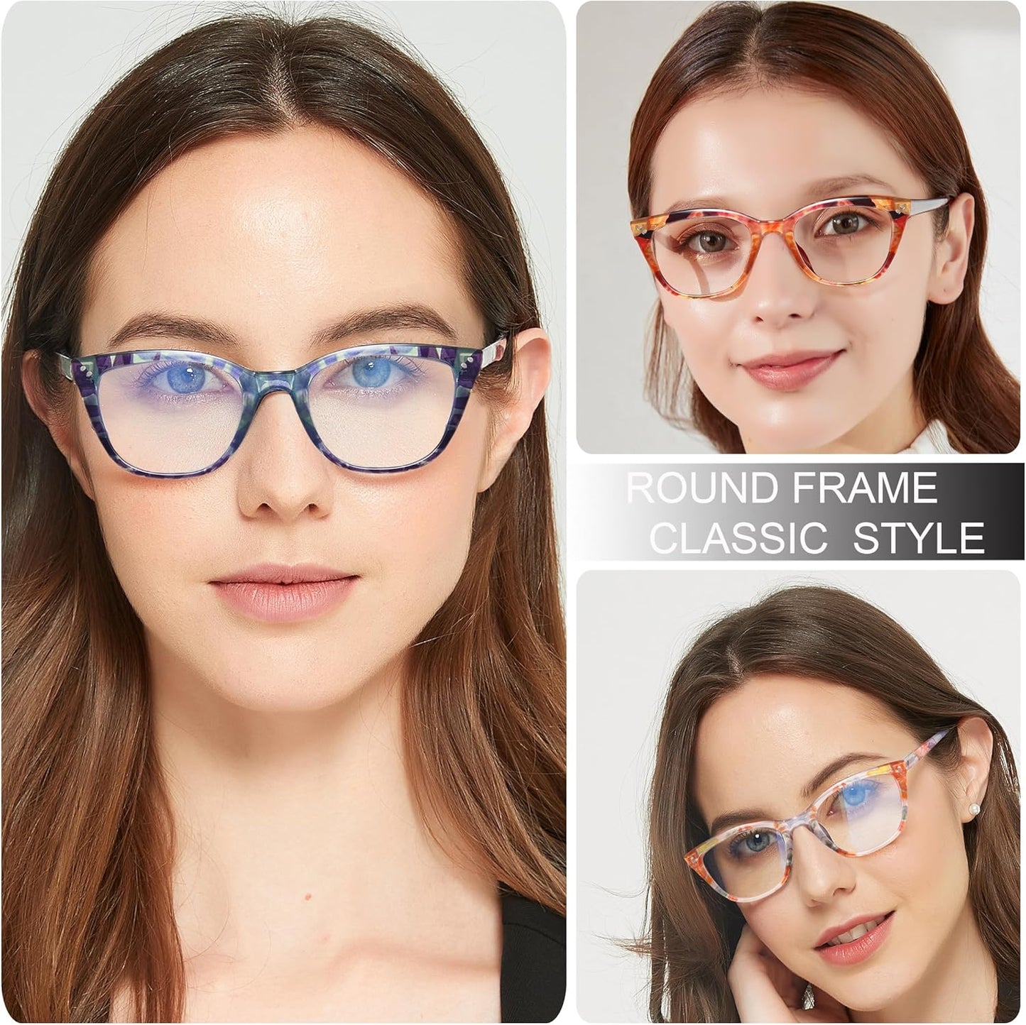 EYEURL Cat Eye Reading Glasses for Women Fashion Blue Light Blocking Glasses Colorful Computer Readers for Women