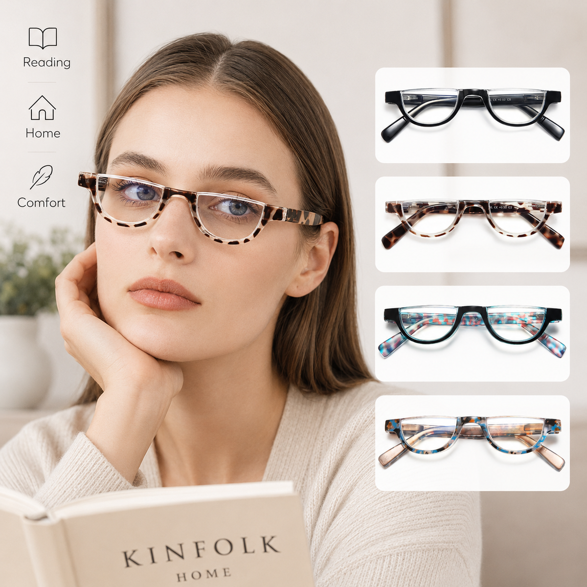 4-Pack Fashion Semi-Rimless Blue-Light Readers for Women - product photo 2