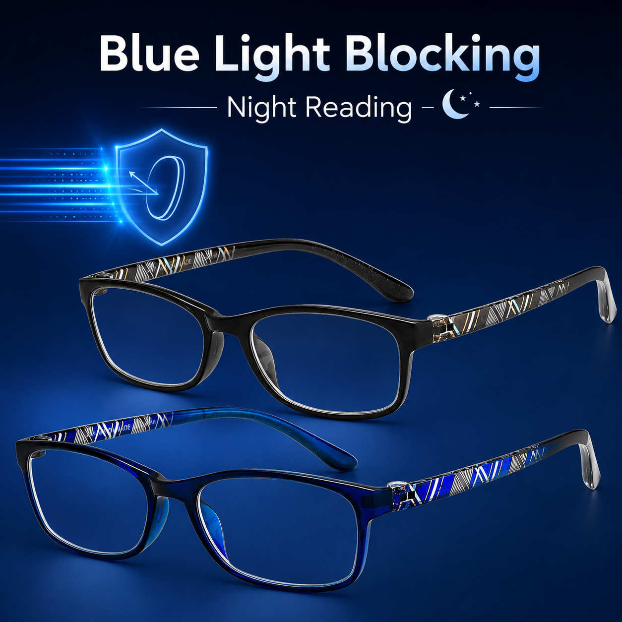 EYEURL Blue Light Blocking Readers for men Women - 2 Pair Ladies Computer Reading Glasses Blue Screen TR90 Rectangular Frames Nerd Eyeglasses