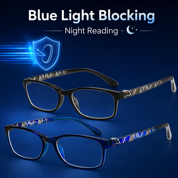 EYEURL Blue Light Blocking Readers for men Women - 2 Pair Ladies Computer Reading Glasses Blue Screen TR90 Rectangular Frames Nerd Eyeglasses