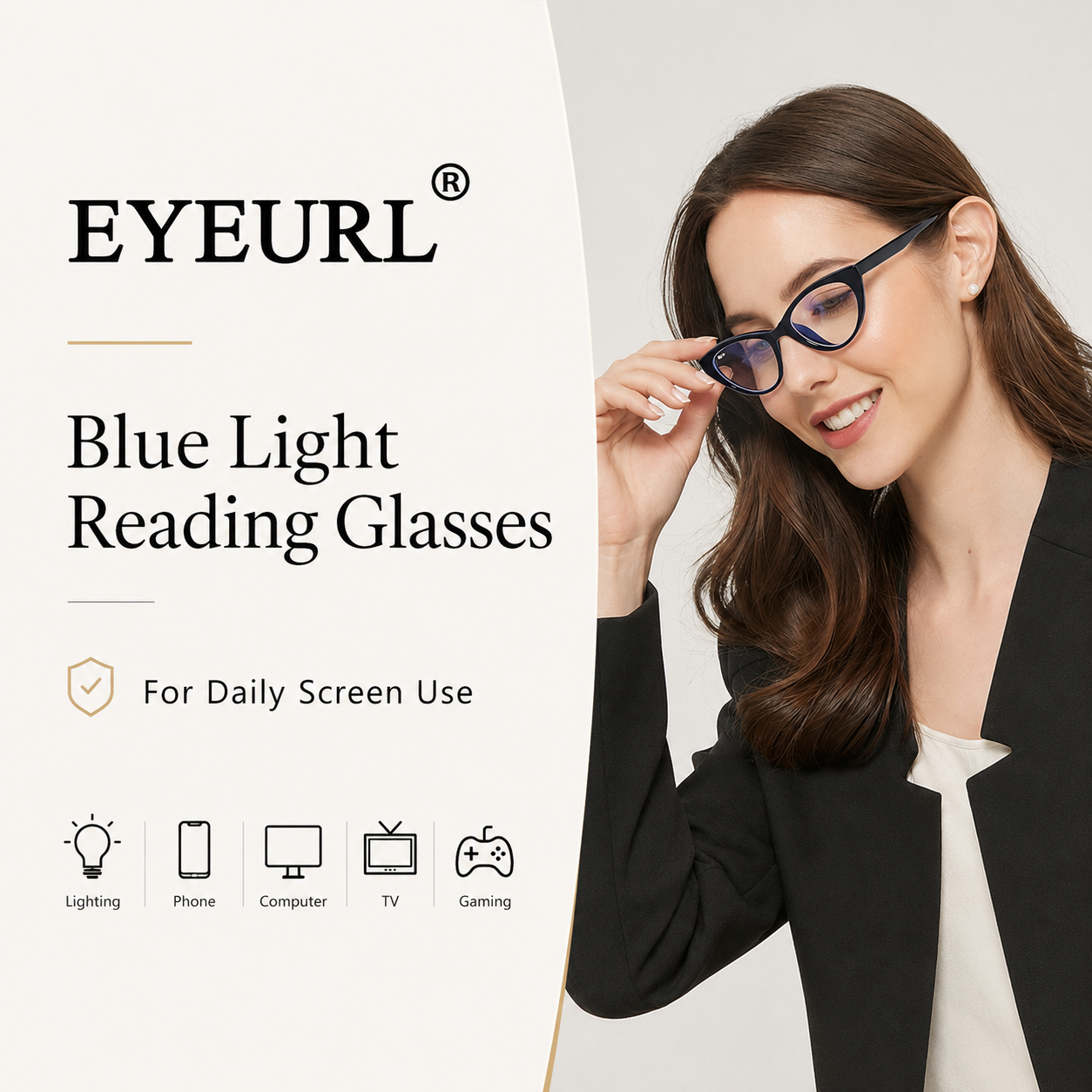 EYEURL Cat Eye Reading Glasses for Women Blue Light Blocking Readers Pack of 4, Computer Glasses with Pattern Design, 2.50 Magnification, Durable Plastic Frame with Spring Hinges, Anti UV Rays