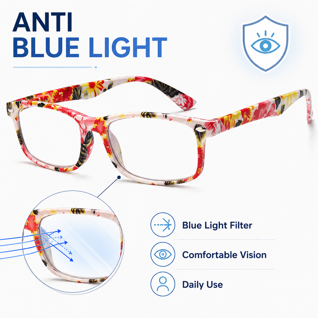 Fashion Reading Glasses for Women – Blue Light Blocking Ladies Readers, Lightweight Stylish Cheaters for Clear Vision