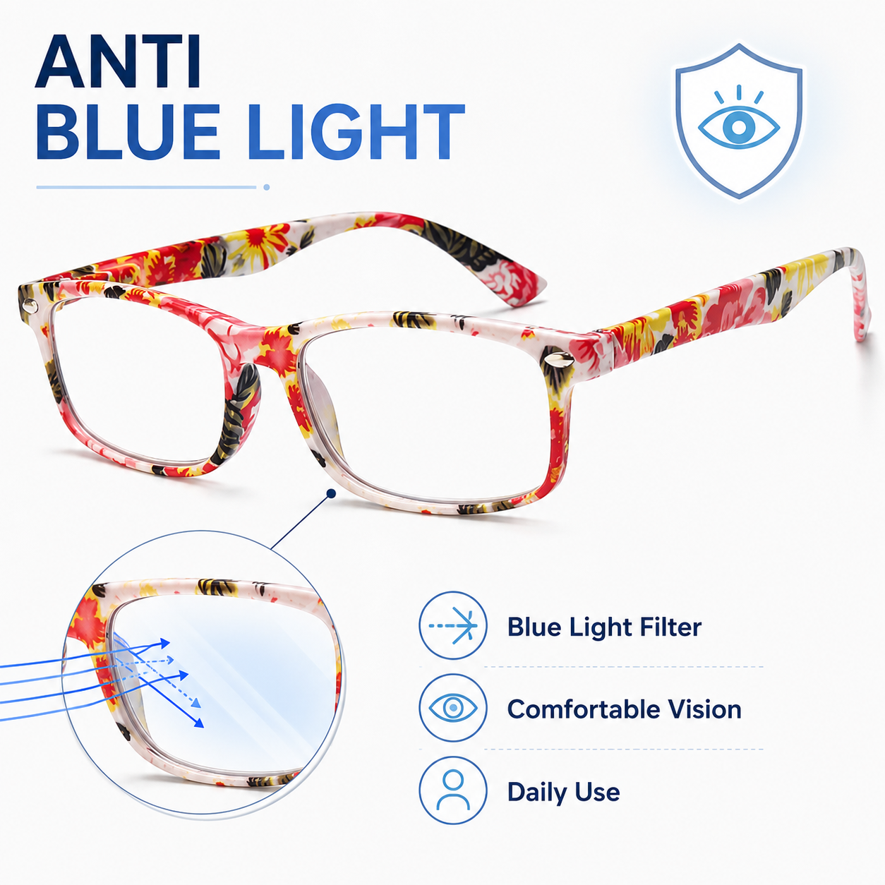 Fashion Reading Glasses for Women – Blue Light Blocking Ladies Readers, Lightweight Stylish Cheaters for Clear Vision