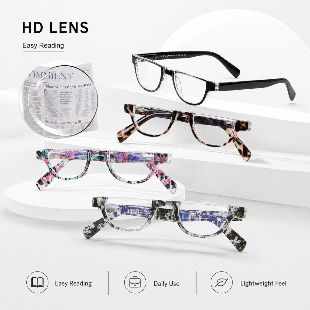 EYEURL Half Frame Reading Glasses for Women – 4 Pack Blue Light Blocking Computer Readers with Spring Hinges, Stylish Anti-UV Eyeglasses for Office and Daily Use