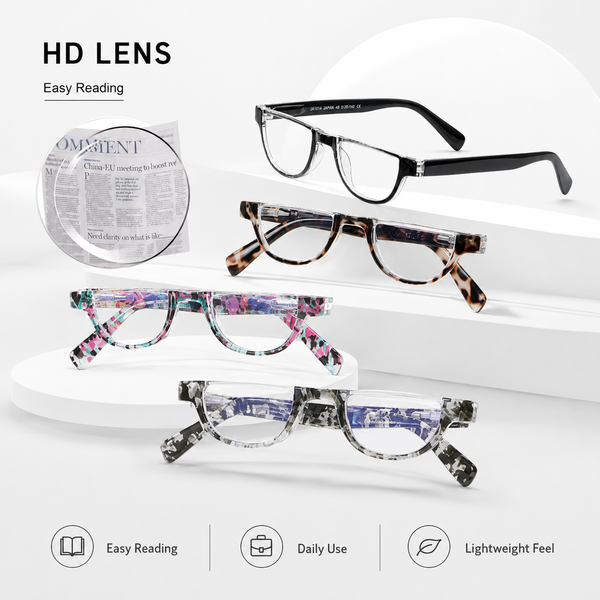 EYEURL Half Frame Reading Glasses for Women – 4 Pack Blue Light Blocking Computer Readers with Spring Hinges, Stylish Anti-UV Eyeglasses for Office and Daily Use