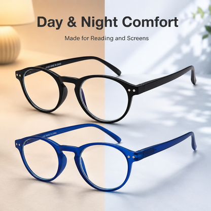 EYEURL 4-Pack Small Round Reading Glasses for Women Men Neck Hanging Blue Light Blocking Eyeglasses TR90 Readers for Women