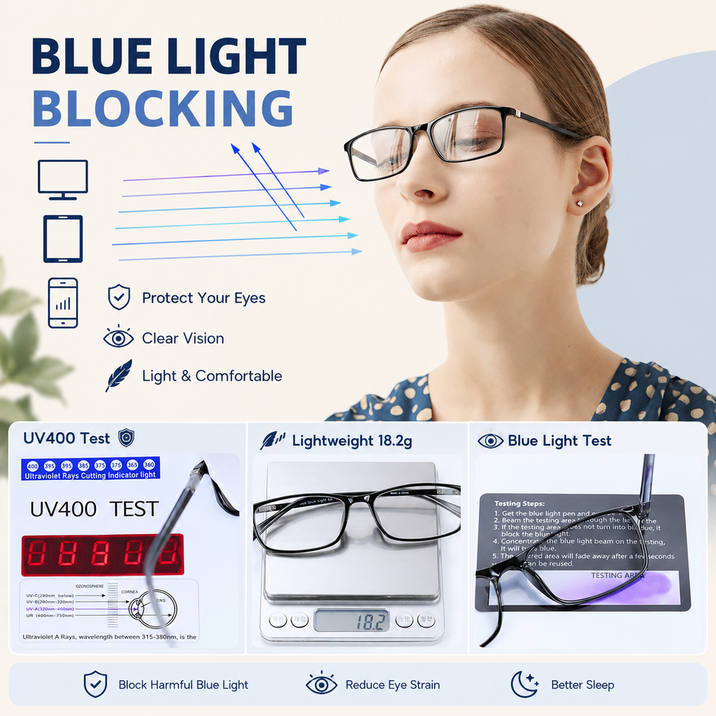 High-Quality Professional Readers for Men & Women – Blue Light Blocking Computer Glasses with Durable Spring Hinges, Anti Glare UV Filter