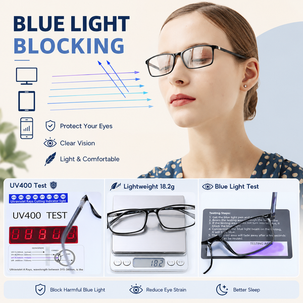 High-Quality Professional Readers for Men & Women – Blue Light Blocking Computer Glasses with Durable Spring Hinges, Anti Glare UV Filter