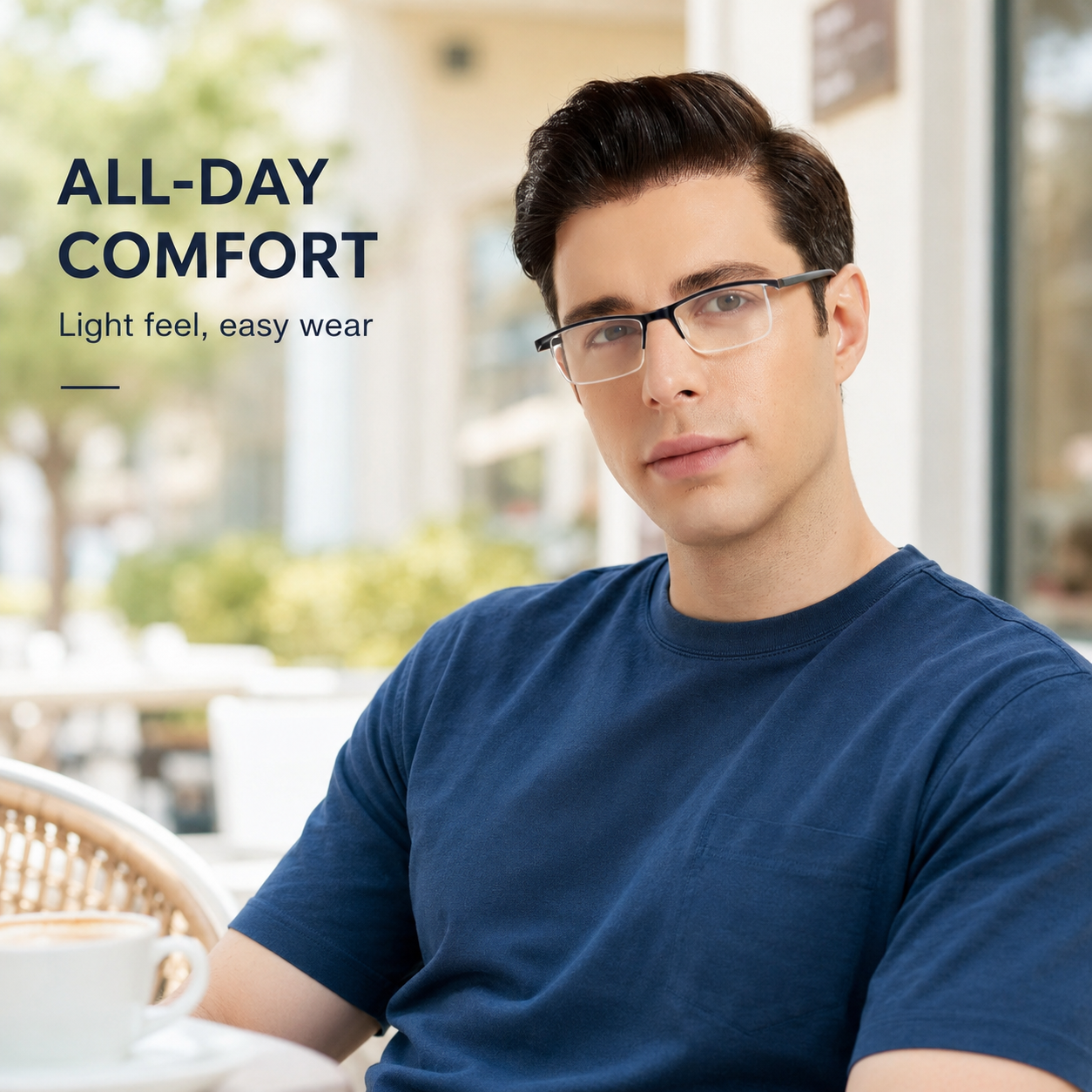 EYEURL 4-Pack Half Frame Blue Light Reading Glasses for Men Rectangle Semi Rimless Readers for Women Spring Hinge Eyeglasses