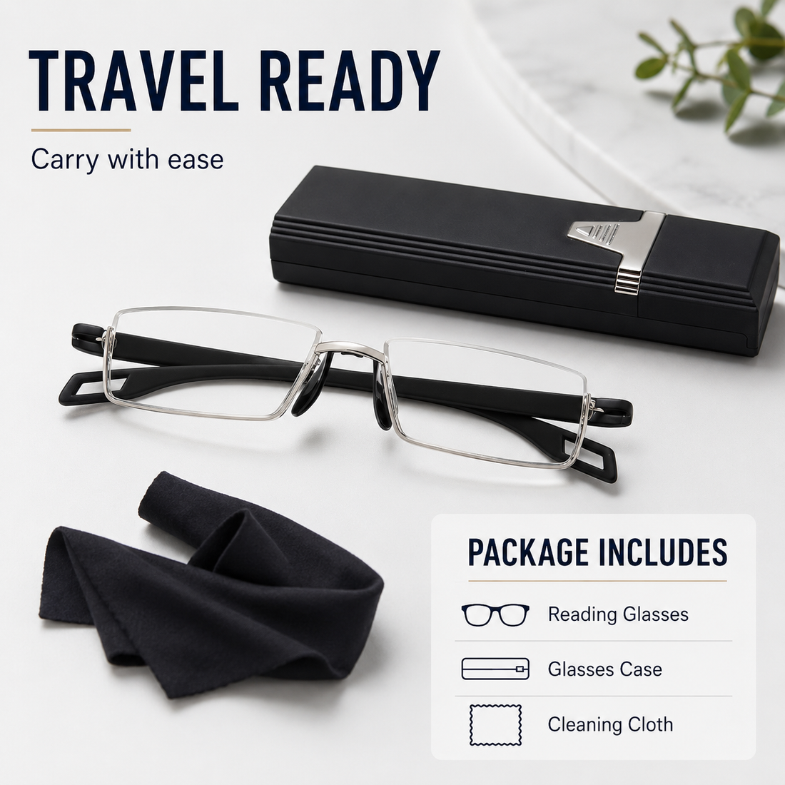 Semi-Rimless Blue-Light Readers for Men & Women – Black - product photo 1