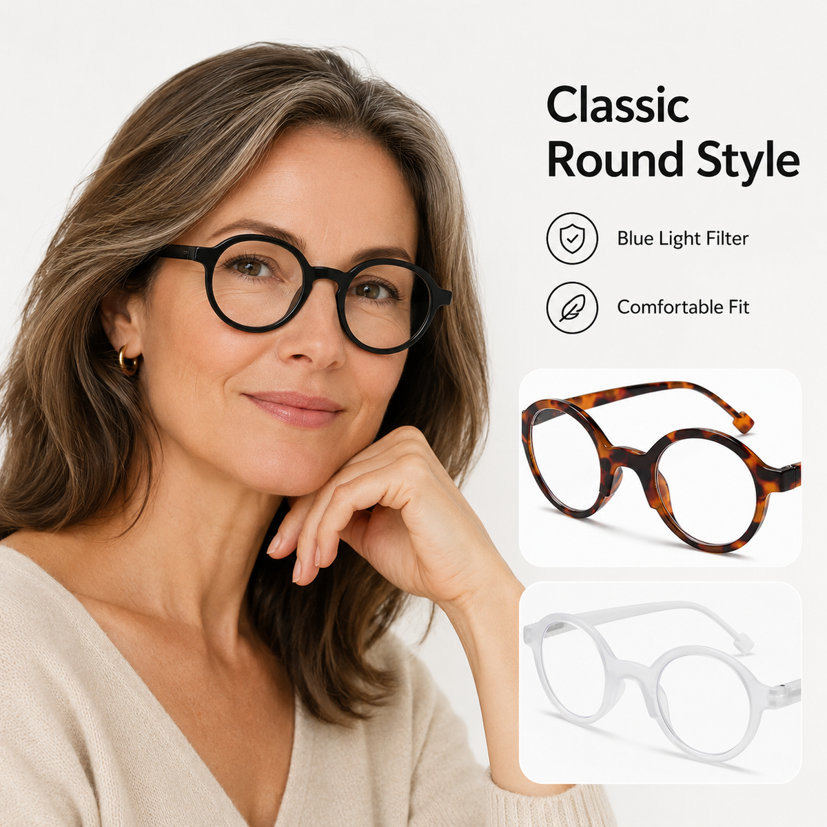 Vintage Round Spring-Hinge Readers for Men & Women - product photo 8
