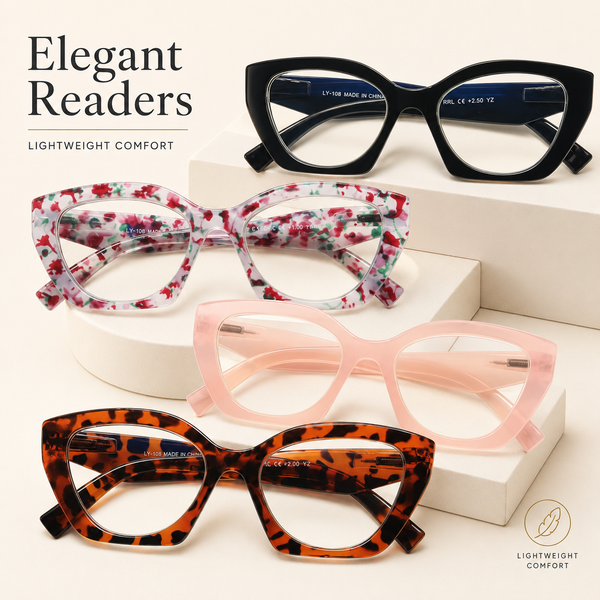 EYEURL Cat Eye Reading Glasses for Women Oversized Blue Light Blocking Readers Fashion Oprah Style Eyeglasses