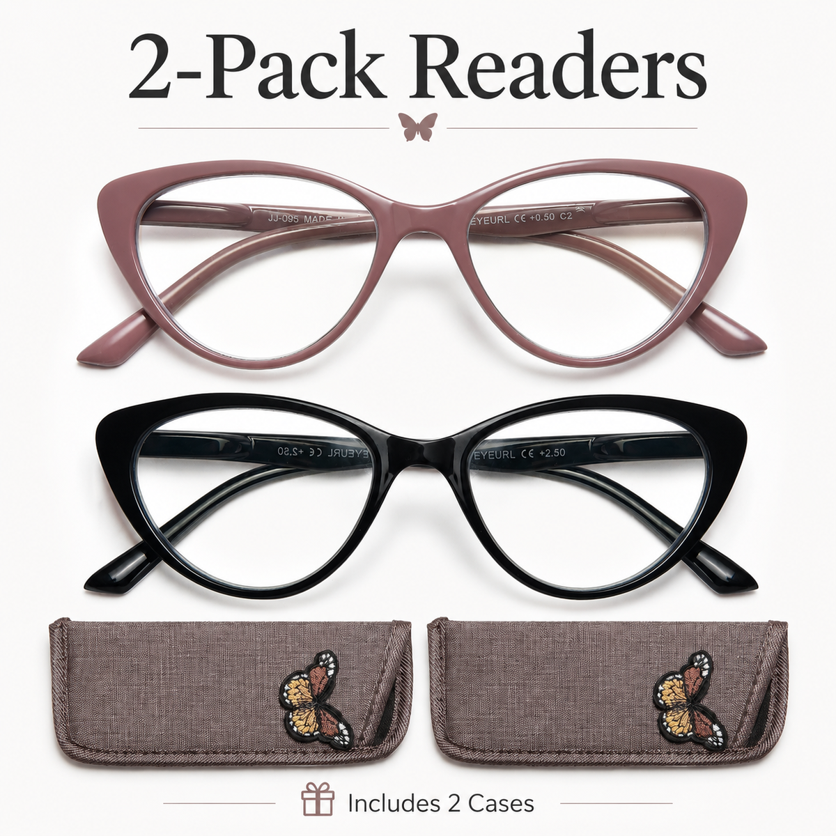2-Pack Cat-Eye Blue-Light Readers for Women – Anti-Glare - product photo 1