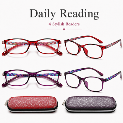 EYEURL Fashion Reading Glasses for Women – 2 Pack TR90 Frame Blue Light Blocking Readers, Lightweight Anti Eyestrain Eyewear