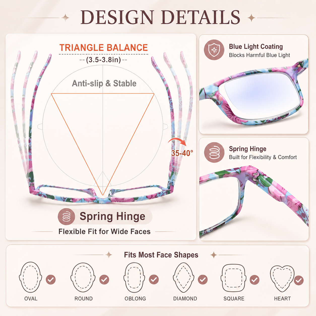 Blue Light Blocking Reading Glasses for Women – Trendy Cheaters with Stylish Frame Design, Comfortable Ladies Eyeglasses