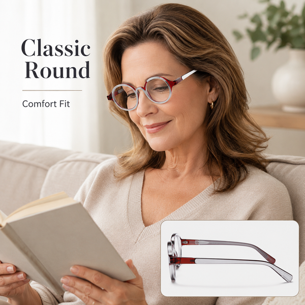 Stylish Retro Round Reading Glasses – Unisex Blue Light Blocking Readers with Spring Hinges for Comfortable Computer Use