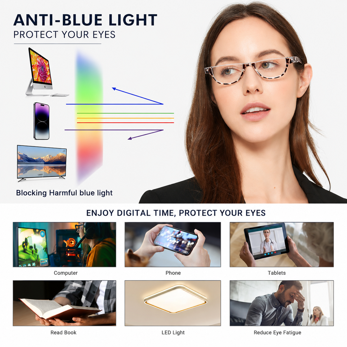 4-Pack Fashion Semi-Rimless Blue-Light Readers for Women - product photo 7