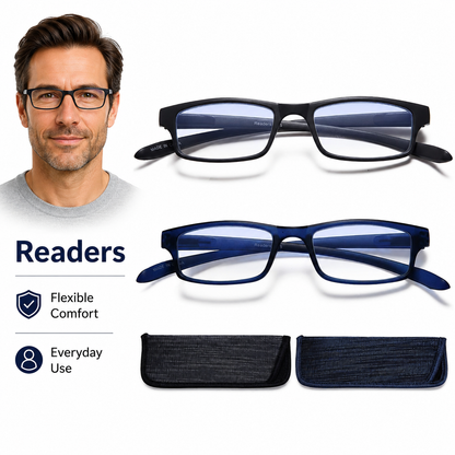 EYEURL 2 Pack Neck Hanging Reading Glasses for Women and Men – Blue Light Blocking Computer Readers with Spring Hinges, Comfortable and Lightweight Design