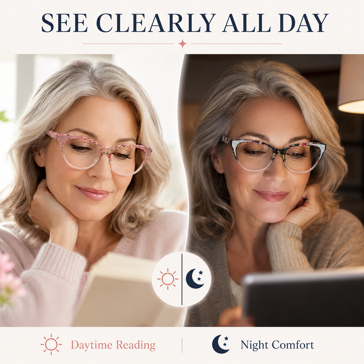 Stylish Cat Eye Reading Glasses for Women – Glitter Frame Blue Light Readers, Fashionable Computer Cheaters for Everyday Comfort