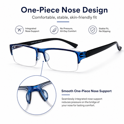 EYEURL 4 Pack Half Frame Blue Light Reading Glasses – Stylish Rectangle Semi-Rimless Readers for Men and Women, Lightweight Eyewear with Spring Hinges