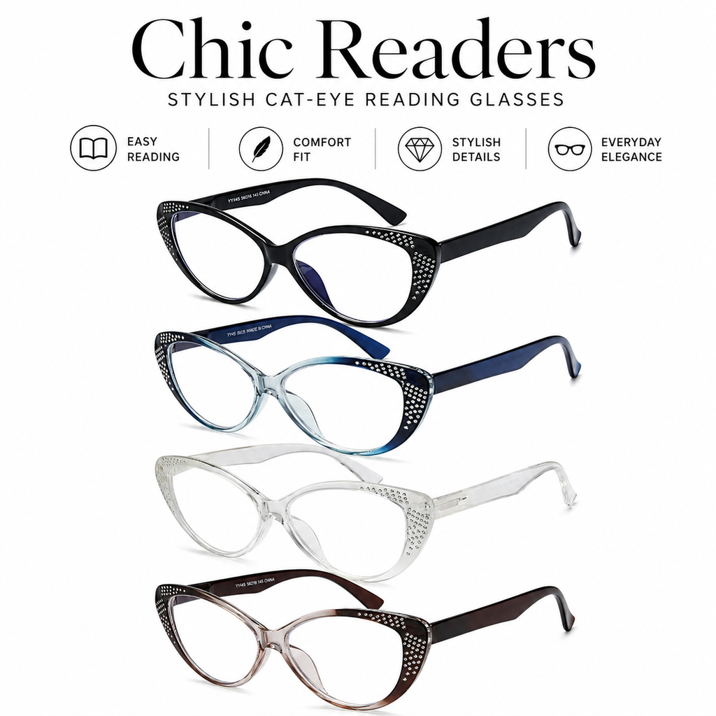 EYEURL Cat Eye Blue Light Blocking Reading Glasses for Women - Fashion Readers with Flexible Spring Hinges