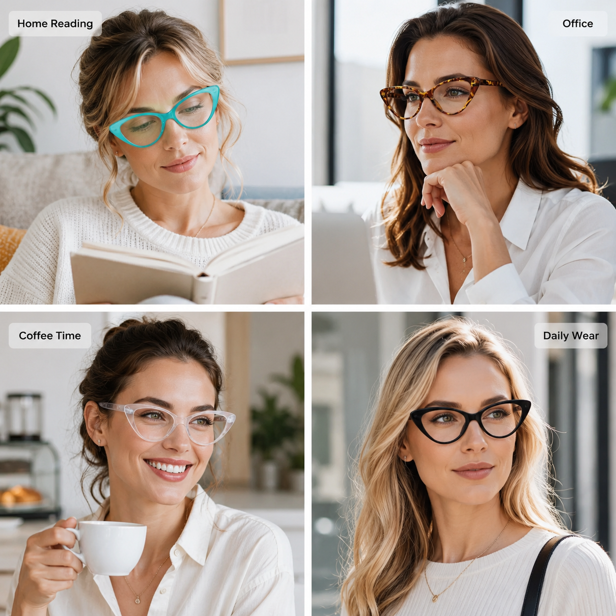 EYEURL 4-Pack Cat Eye Reading Glasses for Women - Blue Light Blocking Computer Readers, Anti-Glare UV Ray Filter Eyeglasses, Fashionable & Comfortable Secondary image