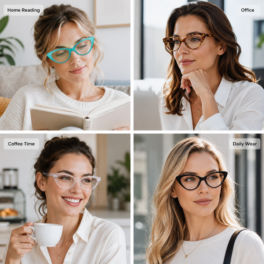 4-Pack Cat-Eye Readers – Black & Blue & Clear & Tortoise — product image 2 of 10