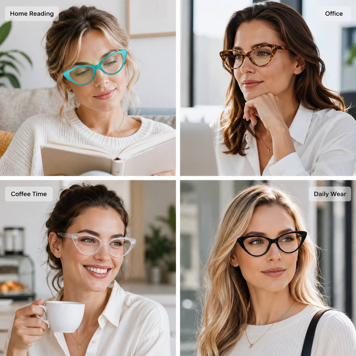 4-Pack Cat-Eye Blue-Light Readers for Women – Black & Blue - product photo 2