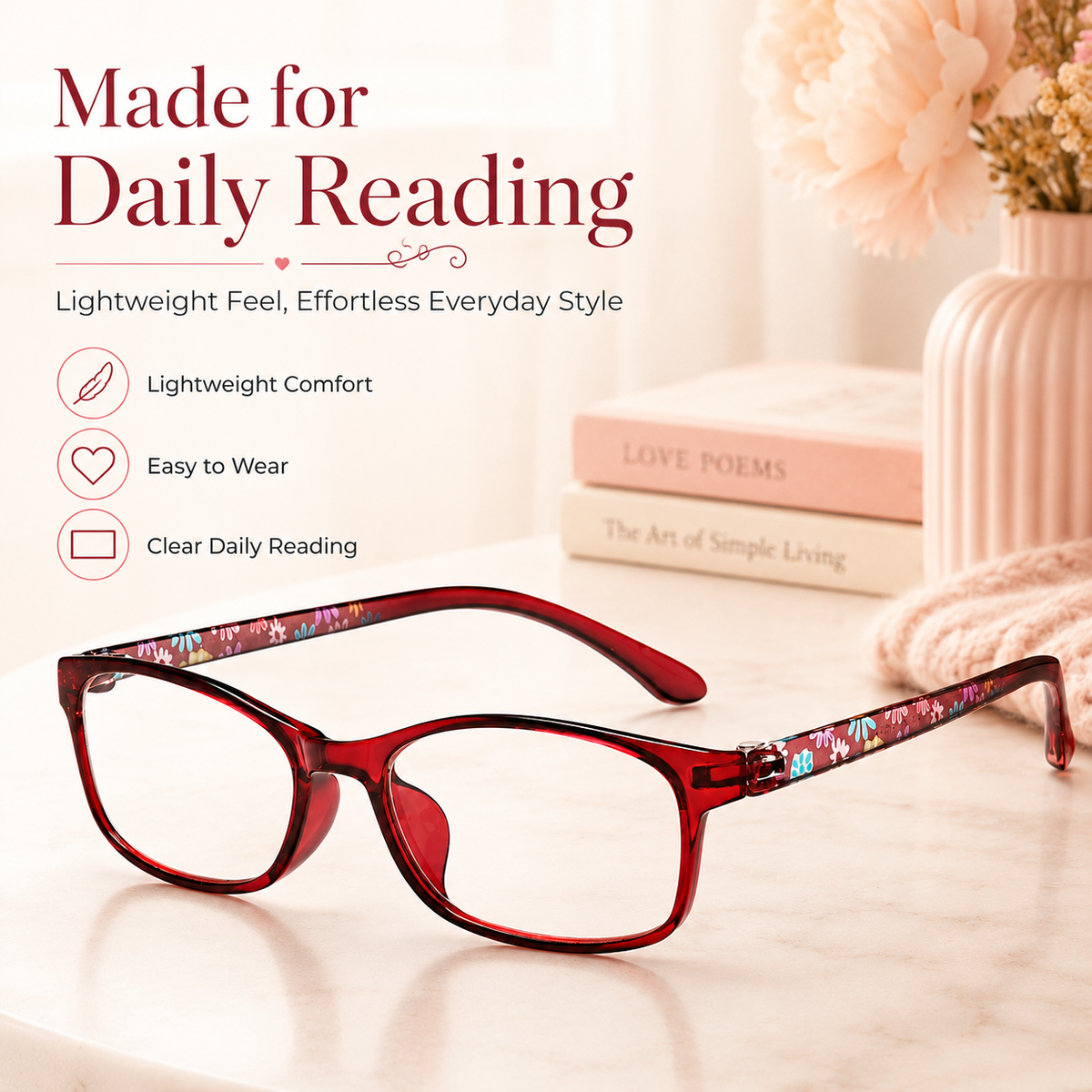2-Pack Full-Rim Blue-Light Readers for Women – Purple & Red - product photo 4