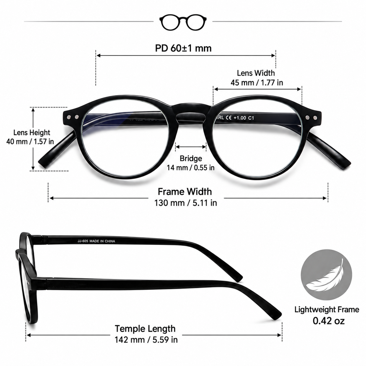 2-Pack TR90 Neck-Hanging Readers for Men & Women – RD007-B01 - product photo 4