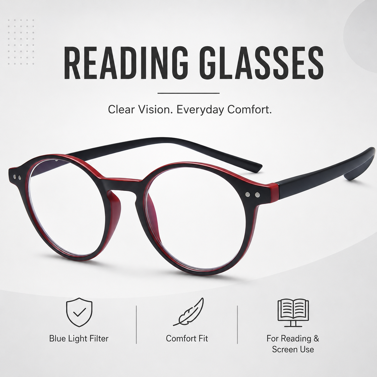 EYEURL 4-Pack Round Reading Glasses for Women Men Neck Hanging Small Blue Light Glasses Retro Round Computer Glasses With Spring Hinges TR90 Lightweight Readers for Women 3.0