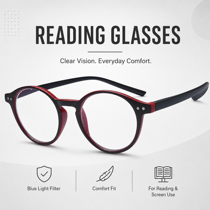 EYEURL 4-Pack Round Reading Glasses for Women Men Neck Hanging Small Blue Light Glasses Retro Round Computer Glasses With Spring Hinges TR90 Lightweight Readers for Women 3.0