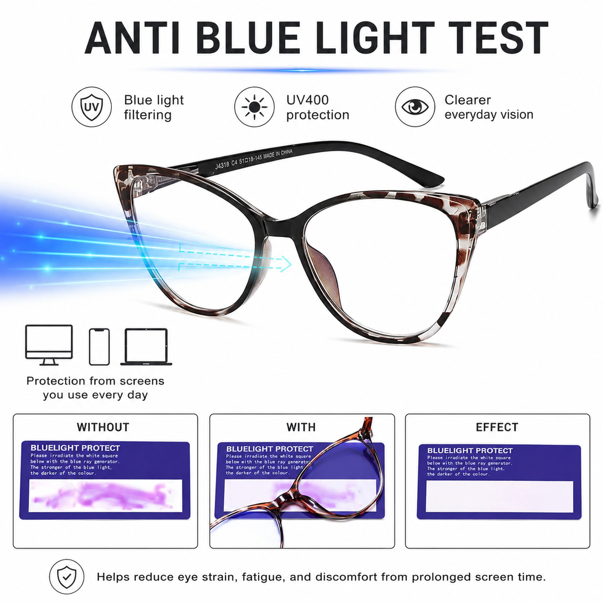 5-Pack Fashion Cat-Eye Blue-Light Readers for Women - product photo 7