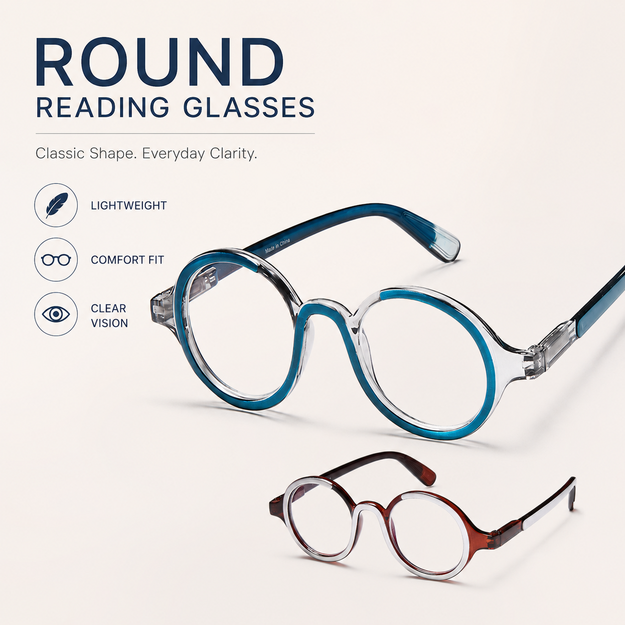 Stylish Retro Round Reading Glasses – Unisex Blue Light Blocking Readers with Spring Hinges for Comfortable Computer Use