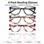 EYEURL 4-Pack Cat Eye Reading Glasses for Women – Fashion Blue Light Blocking Readers, Ladies Computer Eyeglasses