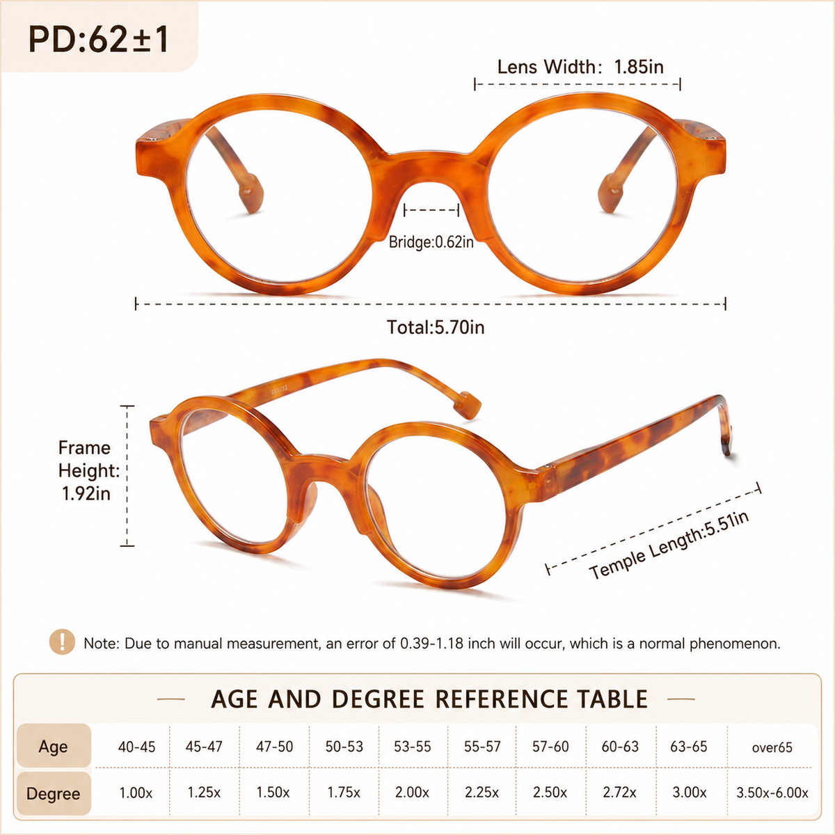 Vintage Round Spring-Hinge Readers for Men & Women - product photo 6