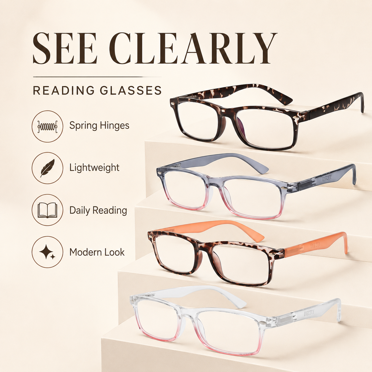 Stylish Reading Glasses for Women – Blue Light Blocking Readers, Fashion Eyeglasses Cheaters for Everyday Comfort