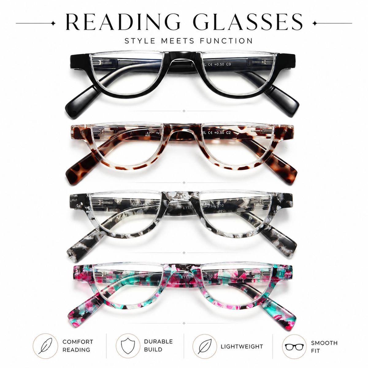 4-Pack Semi-Rimless Blue-Light Readers for Women - product photo 2