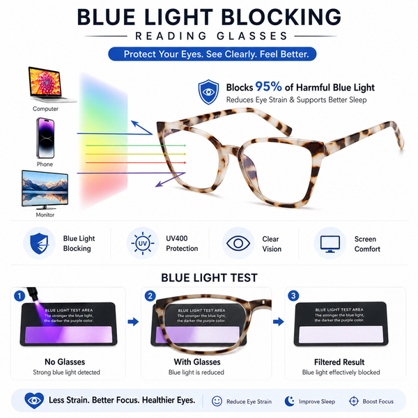 Stylish EYEURL 5-Pack Cat Eye Reading Glasses for Women – Blue Light Blocking Reading Glasses with Fashion Square Frames & Comfortable Spring Hinges